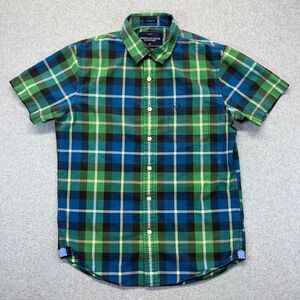 American Eagle Outfitters Vintage Fit Button Up Shirt Mens S Blue Green Plaid